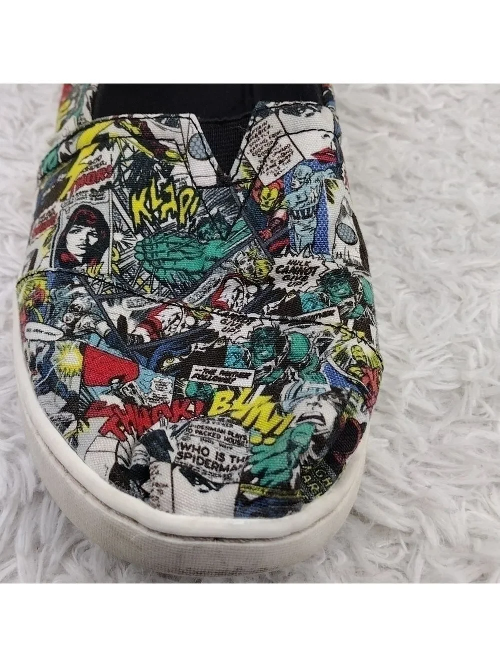 𝅺Toms X Marvel Tiny Alpargata Comic Book Pop Print Slip On Casual Sneaker Shoe